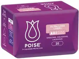 Coles Poise Continence Ultra Long Liners 20 Pack offer