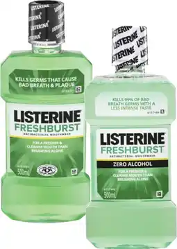 Coles Listerine Freshburst or Freshburst Zero Mouthwash 500mL offer