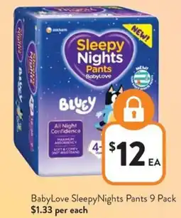 Foodworks Babylove sleepynights pants offer