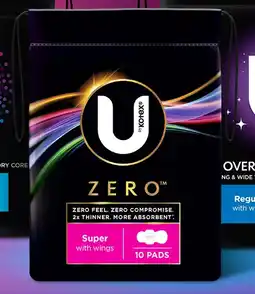 Coles U By Kotex Zero Pads Super with Wings 10 Pack offer