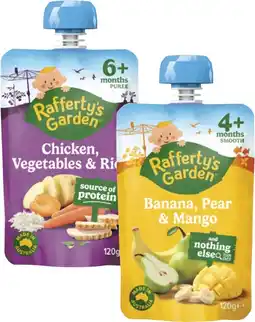 Coles Rafferty's Garden 4+ Months, 6+ Months or 8+ Months Baby Food Pouch 120g offer