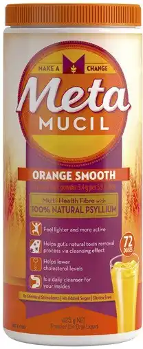 Coles Metamucil Daily Fibre Supplement Orange Smooth 72 Doses 425g^ offer