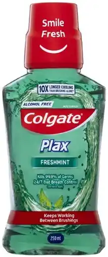 Coles Colgate Plax Freshmint Mouthwash 250mL offer