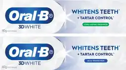 Coles Oral B 3D White 2 In 1 Whitening Long Lasting or Enamel Toothpaste 110g offer