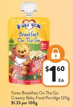 Foodworks Farex breakfast on the go creamy baby food porridge offer