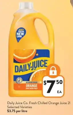 Foodworks Daily juice co. fresh chilled orange juice offer