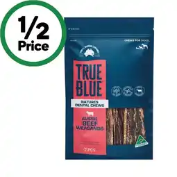 Woolworths True Blue Dog Treats 50g or Pk 3-7 offer