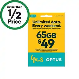 Woolworths Optus $49 SIM Starter Kit† offer