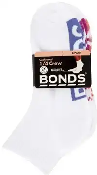 Coles Bonds Women's Socks 1/4 Crew Logo 3 Pack offer