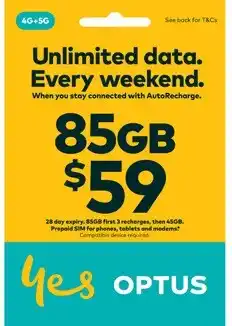 Coles Optus $59 Prepaid SIM offer