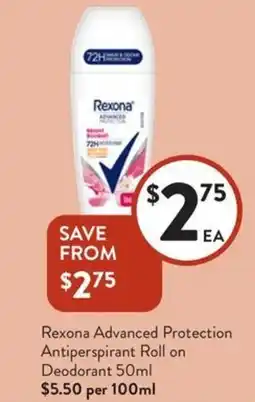 Foodworks Rexona advanced protection antiperspirant roll on deodorant offer