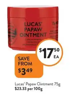Foodworks Lucas' papaw ointment offer
