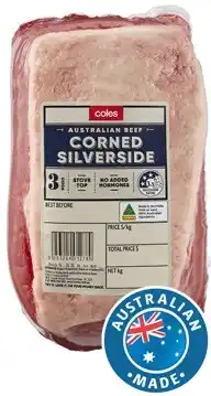 Coles Coles Australian No Added Hormones Beef Corned Silverside offer