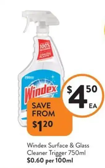Foodworks Windex surface & glass cleaner trigger offer