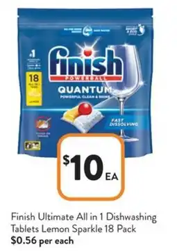 Foodworks Finish ultimate all in 1 dishwashing tablets lemon sparkle offer