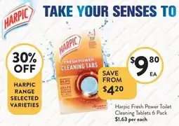 Foodworks Harpic fresh power toilet cleaning tablets offer