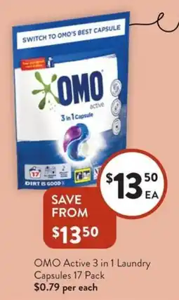 Foodworks Omo active 3 in 1 laundry capsules offer