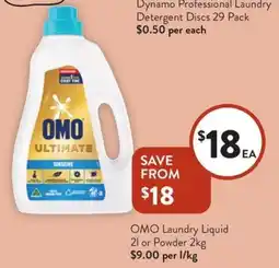 Foodworks Omo laundry liquid 21 or powder offer