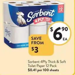 Foodworks Sorbent 4ply thick & soft toilet paper offer