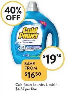 Foodworks Cold power laundry liquid offer