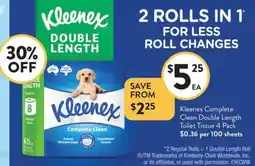 Foodworks Kleenex complete clean double length toilet tissue offer