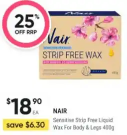 Healthy Life Nair Sensitive Strip Free Liquid Wax For Body & Legs 400g offer