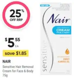 Healthy Life Nair Sensitive Hair Removal Cream for Face & Body offer