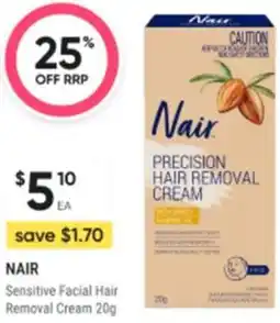 Healthy Life Nair Sensitive Facial Hair Removal Cream offer