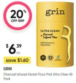 Healthy Life Grin Charcoal Infused Dental Floss Pick Ultra Clean offer