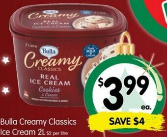 Spar Bulla Creamy Classics Ice Cream 2L offer
