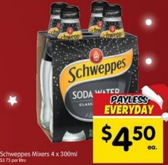 Spar Schweppes Mixers 4x300ml offer