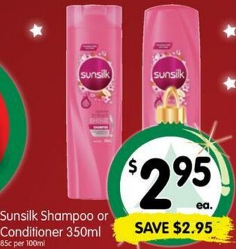 Spar Sunsilk Shampoo Or Conditioner 350ml offer