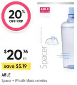 Healthy Life Able Spacer + Whistle Mask varieties offer