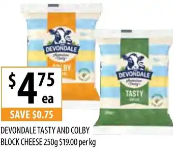 Supabarn Devondale Tasty And Colby Block Cheese 250g offer