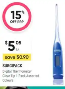 Healthy Life Surgipack digital thermometer clear tip 1 pack assorted offer
