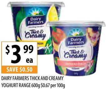 Supabarn Dairy Farmers Thick And Creamy Yoghurt Range 600g offer