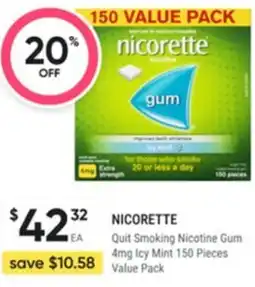 Healthy Life Nicorette Quit Smoking Nicotine Gum 4mg Icy Mint Value Pack offer