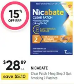 Healthy Life Nicabate Clear Patch 14mg Step 2 Quit Smoking 7 Patches offer