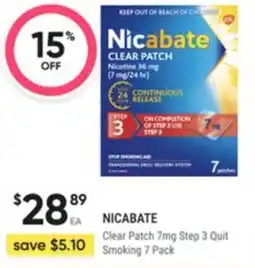 Healthy Life Nicabate Clear Patch 7mg Step 3 Quit Smoking offer
