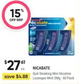 Healthy Life Nicabate Quit Smoking Mini Nicotine Lozenges Mint offer