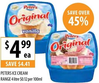 Supabarn Peters Ice Cream Range 4 Litre offer