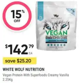 Healthy Life White wolf nutrition Vegan Protein With Superfoods Creamy Vanilla offer