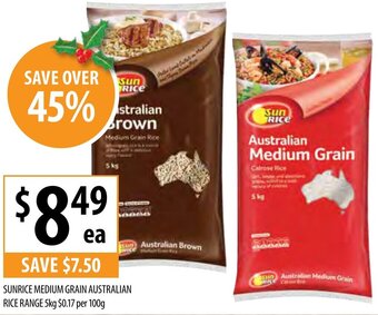 Supabarn Sunrice Medium Grain Australian Rice Range 5kg offer