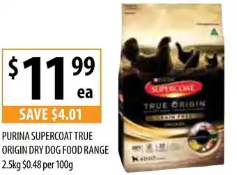 Supabarn Purina Supercoat True Origin Dry Dog Food Range 2.5kg offer