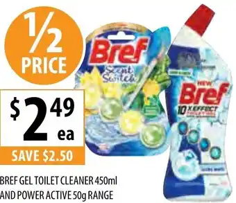Supabarn Bref Gel Toilet Cleaner 450ml And Power Active 50g Range offer