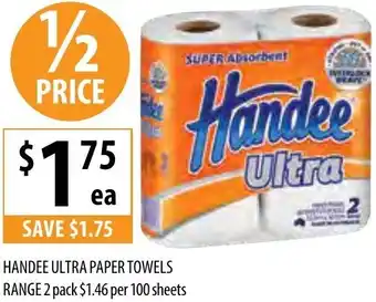 Supabarn Handee Ultra Paper Towels Range 2 Pack offer