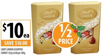 Supabarn Lindt Lindor Assorted Cornet 333g offer