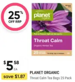 Healthy Life Planet organic Throat Calm Tea Bags offer
