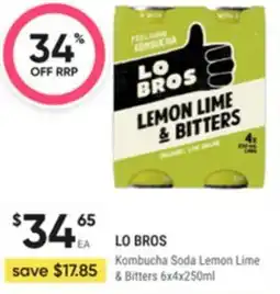Healthy Life LO BROS Kombucha Soda Lemon Lime & Bitters offer