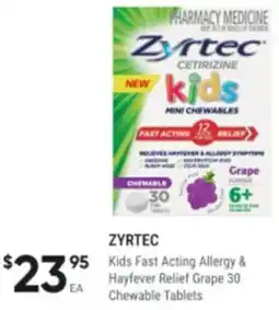 Healthy Life Zyrtec Kids Fast Acting Allergy & Hayfever Relief Grape 30 Chewable Tablets offer